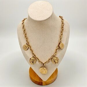 Vintage Gold Tone Coin Pendant Necklace